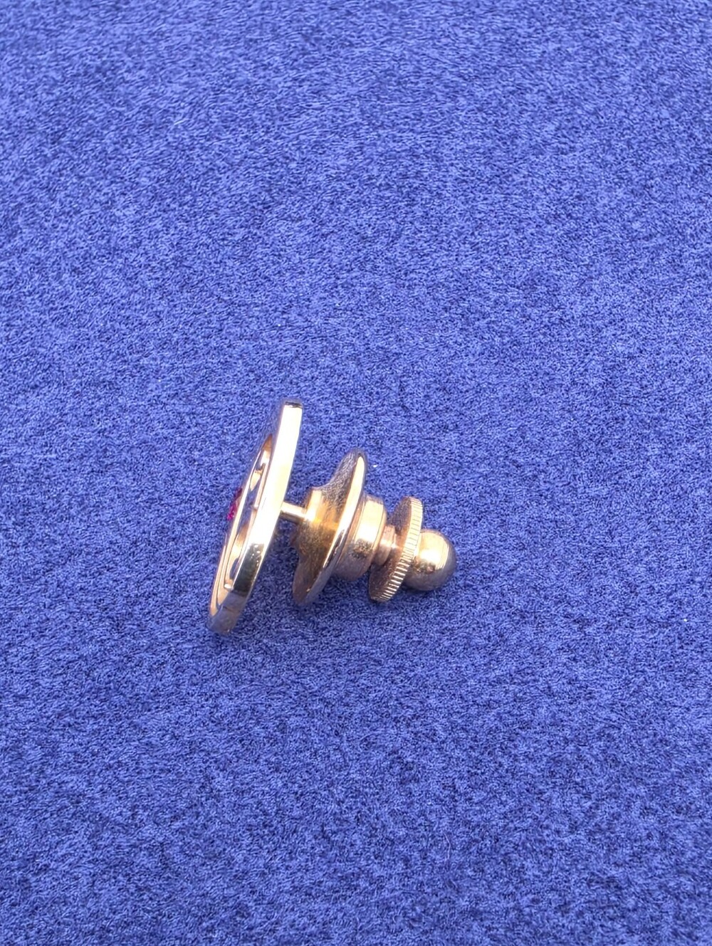Vintage Hershon 10k Yellow Gold Ruby Accent Monogram Tie Tack Lapel Pin - Picture 5 of 8